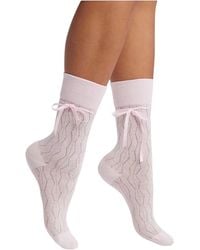 HIGH HEEL JUNGLE by KATHRYN EISMAN - Bella Satin Bow Socks - Lyst