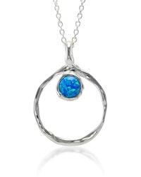 Isla Silver - Handmade Organic Circle Fire Opal Pendant - Lyst