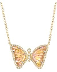 KAMARIA - Mini Sunlight Butterfly Necklace With Diamonds - Lyst