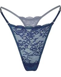 MONIQUE MORIN LINGERIE - Wild Lace Micro-G Thong Dark Denim - Lyst