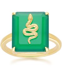 Gemondo - Green Chalcedony Snake Ring In Gold Plated Sterling Silver - Lyst