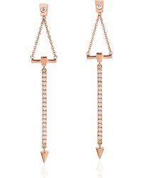 Artisan - Rose Diamond Bar Chain Drop Earrings - Lyst