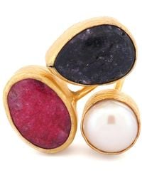 Ebru Jewelry - Sacred Harmony Triple Gemstone Statement Ring - Lyst