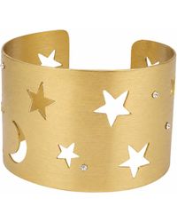 Rare Matters Jewelry - Celestial Star & Moon Cut-Out Cuff Bracelet With Rhinestones - Lyst