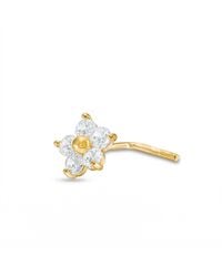 Zahav Jewelry - 14K Solid 24G Flower Cz L-Shape Nose Stud - Lyst