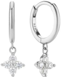 Vanhi - Flora Crystal Charm Huggies - Lyst