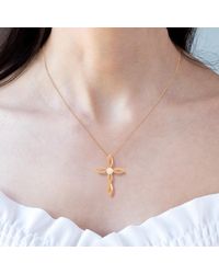 Kylie Harper - Swirling Genuine Pearl Cross Pendant Necklace - Lyst