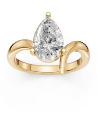 Aya Fine Jewelry - 1 Carat Pear Lab Grown Diamond Bypass Solitaire Engagement Ring - Lyst