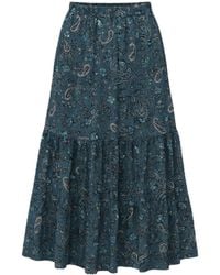 Conquista - Printed Viscose Midi Skirt With Tiered Hem - Lyst