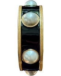 Laura Gray - Enamel Faux Pearl Wide Bangle - Lyst