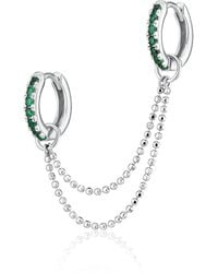 Scream Pretty - Emerald Double Chain Huggie Earring - Lyst