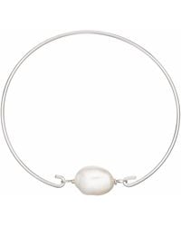 Lily & Roo - Sterling Large Single Pearl Bangle - Lyst