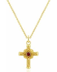 Unaloe - Vermeil Cross Necklace With Natural Garnet – Luxury Religious Jewelry - Lyst
