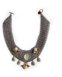 Edgar Navarro Jewelry - Edgar Navarro Stainless Steel Chainmail Necklace With Bee Motifs, Labradorite Pendants & Mint Fluorite - Lyst