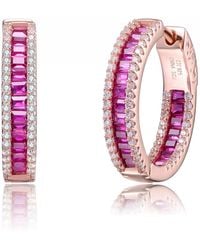 Genevive Jewelry - Sterling With Colored Cubic Zirconia Hoop Earrings - Lyst