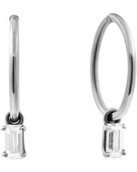 Lee Renee - Baguette Clicker Hoop Earrings - Lyst