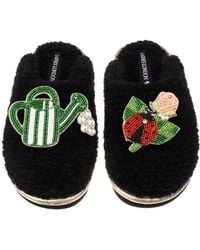 Laines London - Teddy Closed Toe Slippers With The English Garden Brooches - Lyst