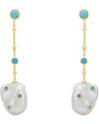 LÁTELITA London - Polka Dot Baroque Pearl Chain Drop Earrings - Lyst