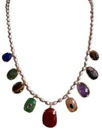 Laura Gray - French Pearl & Semi Precious Stone Pendant Necklace - Lyst