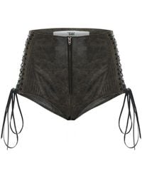 Maison sél - Leather Extra Mini Shorts - Lyst
