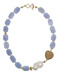 Farra - Lace Agate Heart Charm Short Necklace - Lyst