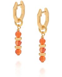 Nellou Jewellery - Linear Huggie Birthstone Earrings July Plated Sterling - Lyst