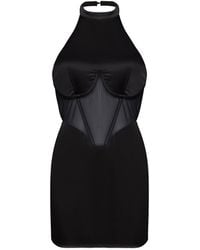 The Gt Atelier - Mesh Corset Halterneck Dress - Lyst