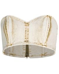 Circular Path - Neutrals Strapless Denim Crop Top - Lyst