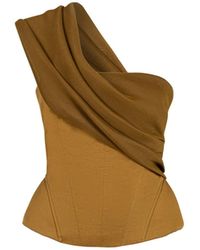 Nocturne - One-Shoulder Draped Gabardine Bustier - Lyst