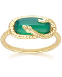 Gemondo - Ecfew Chalcedony Snake Ring In Gold Plated Sterling Silver - Lyst
