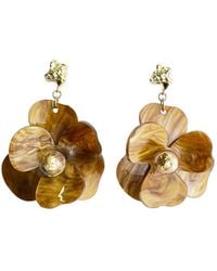 Paisie - Golden Petal Drop Earrings - Lyst