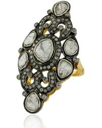 Artisan - Uncut Diamond Long Ring 14k Gold 925 Sterling Silver Handmade Jewelry - Lyst