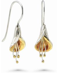 Isla Silver - Mixed Metal Lily Flower Drop Earrings - Lyst