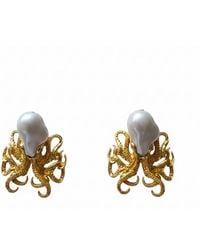 Silver & Elegant Co. - Sculptural Octopus & Baroque Pearl Drop Earrings, 22K-Plated Bronze - Lyst