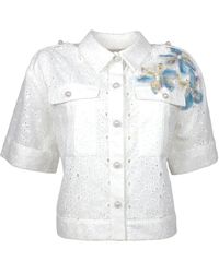Lalipop Design - Cropped Length Broderie Anglaise Jacket - Lyst