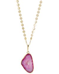 YAA YAA LONDON - Ultra Fuchsia Pink Agate Super-long Gold Pendant Necklace - Lyst