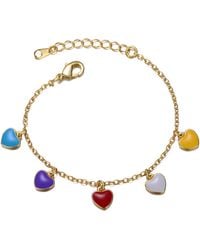 Genevive Jewelry - Rachel Glauber Plated Adjustable Bracelet With Multi-Colored Enameled Heard Charms For Kids - Lyst
