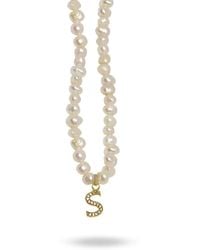 LINYA JEWELLERY - Mono Letter Pearl Necklace S - Lyst