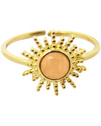 Harfi - Citrine November Birthstone Sun Plated Ring - Lyst