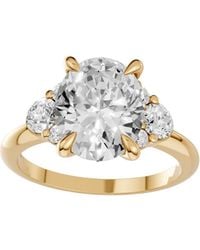 Aya Fine Jewelry - Oval Lab Diamond With Round Side Stones Bridal Promise Ring For - Lyst