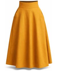 Nikka Place - Flared Midi Cotton Skirt With High Waist & Pockets - Lyst