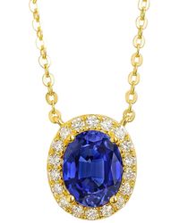 Juvetti - Mina Oval Sapphire & Diamond Halo Necklace - Lyst