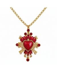 Vstyle - Crowned Sacred Heart Statement Necklace - Lyst