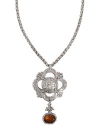 Caramel Vintage Jewellery - Ornate Amber Pendant Necklace - Lyst