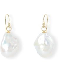 Pearls of the Orient Online - Decus Large Baroque Cultured Freshwater Pearl Drop Earrings On Plated - Lyst
