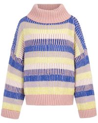 Cara & The Sky - Tasha Oversized Balloon Sleeve Stripe Roll Neck Jumper - Lyst