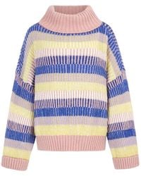 Cara & The Sky - Tasha Oversized Balloon Sleeve Stripe Roll Neck Jumper - Lyst