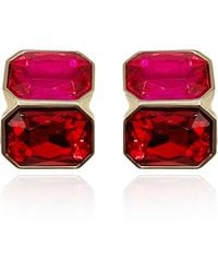 Michael Nash Jewelry - Clara Fuschia And Ruby Double Stone Clip Earrings - Lyst