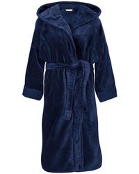 Pasithea Sleep - Organic Cotton Hooded Robe In Indigo - Lyst