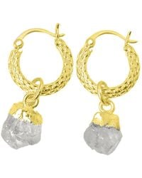 Harfi - Raw Moonstone June Birthstone Huggie Hoops Vermeil Plated Gemstone Earrings - Lyst